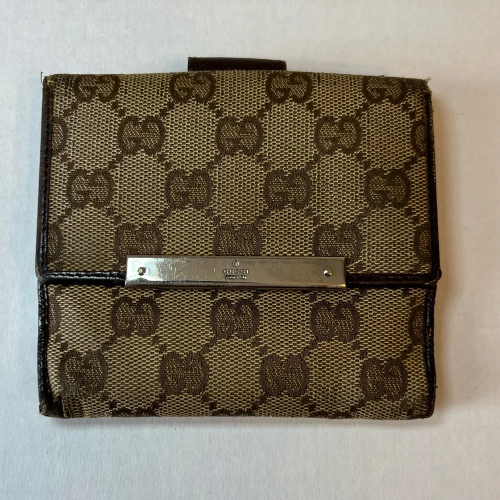 Gucci, canvas and leather, compact bifold wallet - Picture 1 of 16